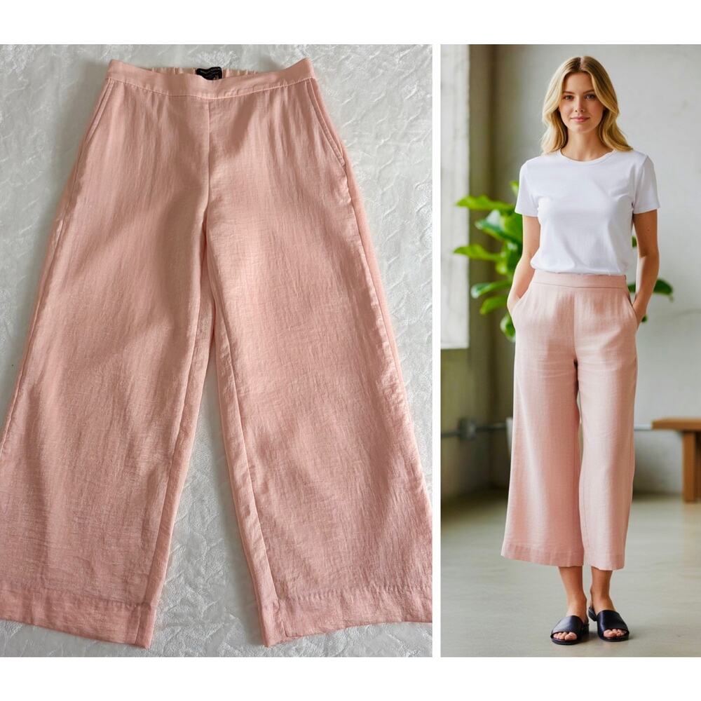 Banana Republic Size 2 Rowan Wide Leg Pull On Satin Peach Glow Cropped Pants